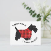 Scottish Terrier Red & Black Kariert Sweater Postkarte (Stehend Vorderseite)