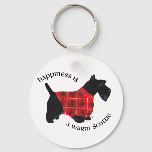 Scottish Terrier Red & Black Kariert Sweater Schlüsselanhänger (Vorderseite)