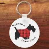 Scottish Terrier Red & Black Kariert Sweater Schlüsselanhänger (Vorderseite)