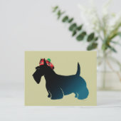 Scottish Terrier Red Kariert Hat Postkarte (Stehend Vorderseite)