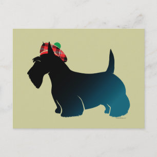 Scottish Terrier Red Kariert Hat Postkarte