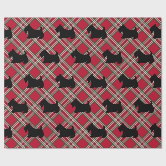 Scottish Terrier Red Kariert Wrapping Paper Geschenkpapier (Flach)
