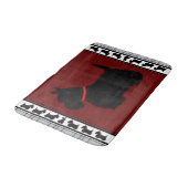 Scottish Terrier/Red Kragen/grau kariert, rot Badematte (Schrägansicht)