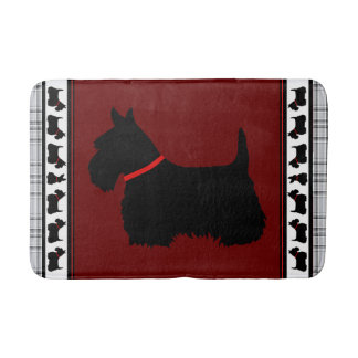 Scottish Terrier/Red Kragen/grau kariert, rot Badematte