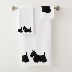 Scottish Terrier/red Kragen/weiß - eigene Farbe au Badhandtuch Set