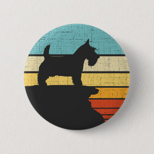 Scottish Terrier Retro Vintag Scottie Doppy Puppy Button