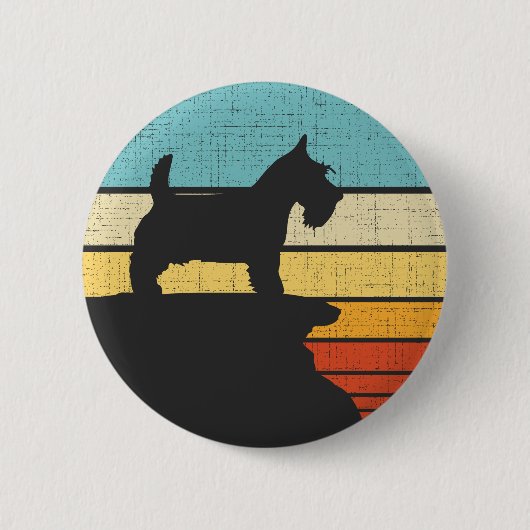 Scottish Terrier Retro Vintag Scottie Doppy Puppy Button (Vorderseite)