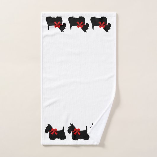 Scottish Terrier/roter Bogen, Weiß oder wählen Badhandtuch Set (Handtuch)