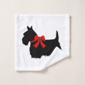 Scottish Terrier/roter Bogen, Weiß oder wählen Badhandtuch Set (Waschlappen)