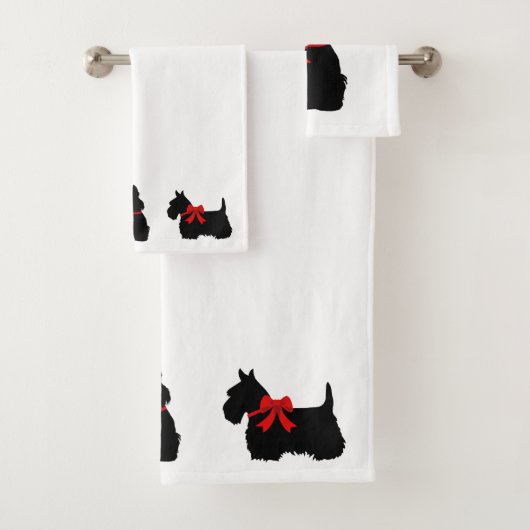 Scottish Terrier/Roter Bogen, weiß oder wählen Sie Badhandtuch Set (Insitu)