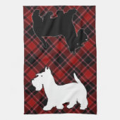 Scottish-Terrier roter Schwarzweiss-Tartan Küchentuch (Vertikal)