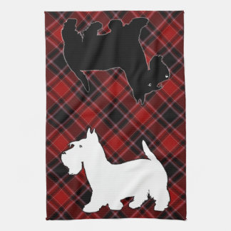 Scottish-Terrier roter Schwarzweiss-Tartan Küchentuch