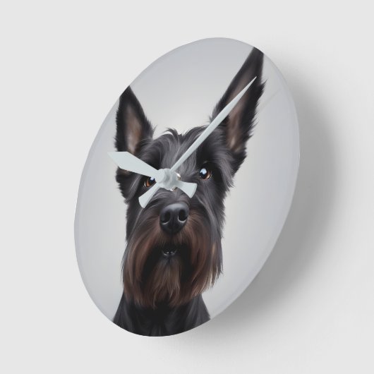 Scottish Terrier Runde Wanduhr (Winkel)