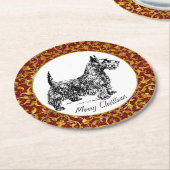 Scottish Terrier Runder Pappuntersetzer (Angewinkelt)