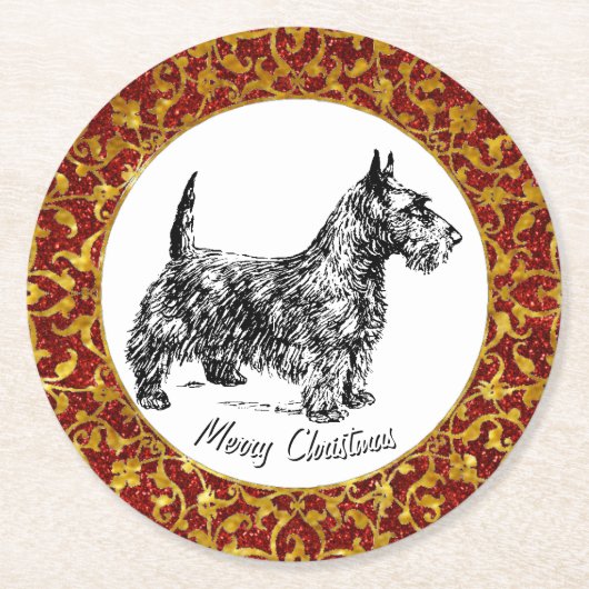 Scottish Terrier Runder Pappuntersetzer (Vorderseite)