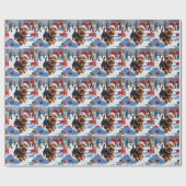 Scottish Terrier Running Snow mit Weihnachtshut Geschenkpapier (Flach)