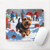 Scottish Terrier Running Snow mit Weihnachtshut Mousepad (Mit Mouse)