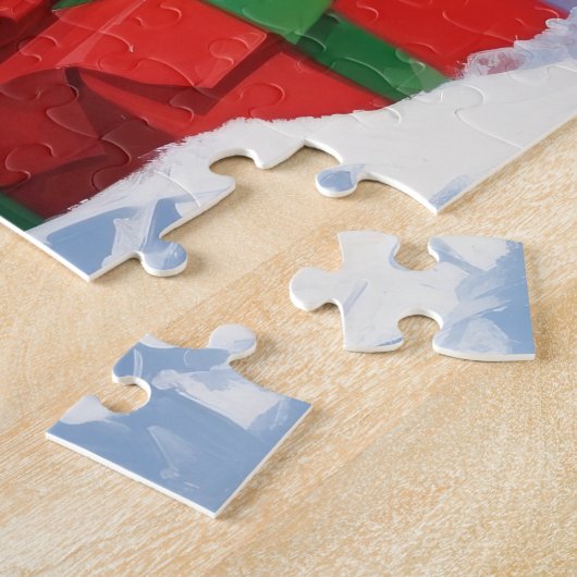 Scottish Terrier Running Snow mit Weihnachtshut Puzzle (Seite)