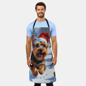 Scottish Terrier Running Snow mit Weihnachtshut Schürze (Getragen)