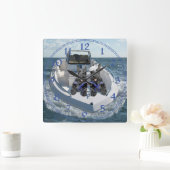 Scottish Terrier Sailors Clock Quadratische Wanduhr (Zuhause)