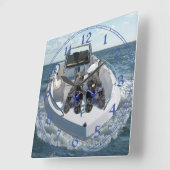 Scottish Terrier Sailors Clock Quadratische Wanduhr (Winkel)