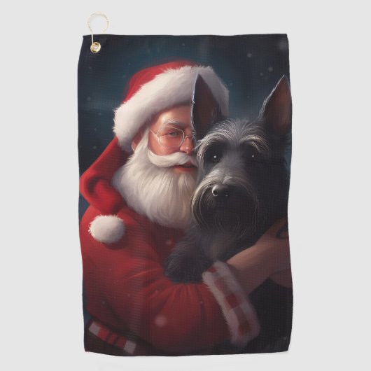 Scottish Terrier Santa Claus Weihnachten Golfhandtuch (Vorderseite)