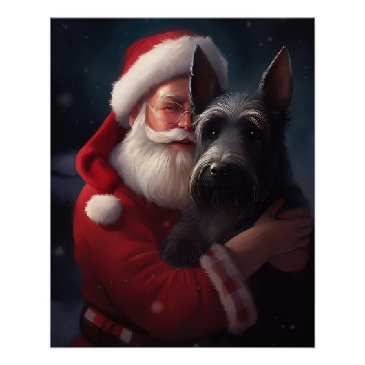 Scottish Terrier Santa Claus Weihnachten Poster (Vorderseite)