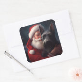 Scottish Terrier Santa Claus Weihnachten Quadratischer Aufkleber (Umschlag)