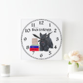 Scottish Terrier School Clock Quadratische Wanduhr (Zuhause)