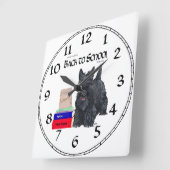 Scottish Terrier School Clock Quadratische Wanduhr (Winkel)
