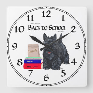 Scottish Terrier School Clock Quadratische Wanduhr