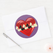 Scottish Terrier Schwarz/Weiß, Doppelherz/Bogen Runder Aufkleber (Umschlag)