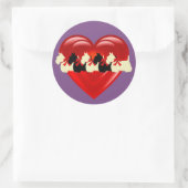 Scottish Terrier Schwarz/Weiß, Doppelherz/Bogen Runder Aufkleber (Tasche)