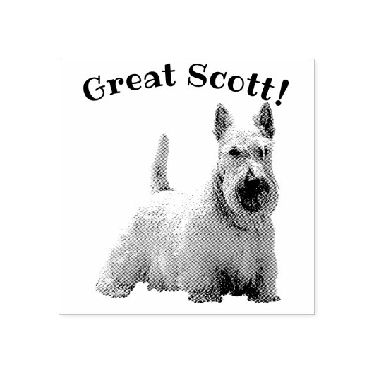 Scottish Terrier, schwarz/weiß, Great Scott! Gummistempel (Prägung)