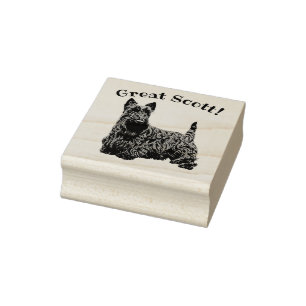 Scottish Terrier, schwarz/weiß, Great Scott! Gummistempel
