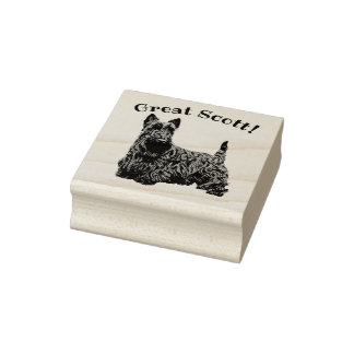 Scottish Terrier, schwarz/weiß, Great Scott! Gummistempel