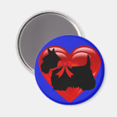 Scottish Terrier, schwarz/weiß, rotes Herz/Bugs Magnet (Vorderseite/Rückseite)