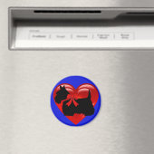 Scottish Terrier, schwarz/weiß, rotes Herz/Bugs Magnet (In Situ (Geschirrspüler))