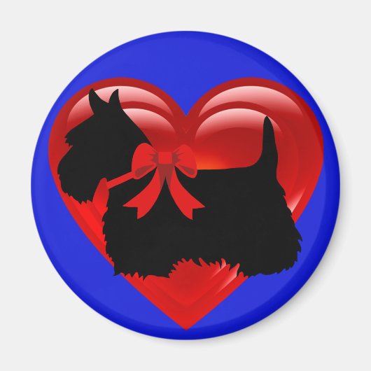 Scottish Terrier, schwarz/weiß, rotes Herz/Bugs Magnet (Vorne)