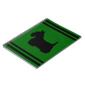 Scottish Terrier Schwarz/Weiß Silhouette grün/Name Notizblock (Linke Seite)