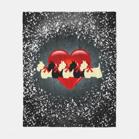 Scottish Terrier, schwarz/wheaten, Herz, Schnee, Fleecedecke (Vorderseite)
