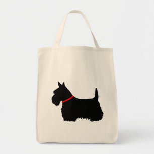 Scottish-Terrier-Schwarzes, cletic Zopf, roter Tragetasche