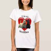 Scottish-Terrier-Schwarzes, I Iove Scotties, rotes T-Shirt (Vorderseite)