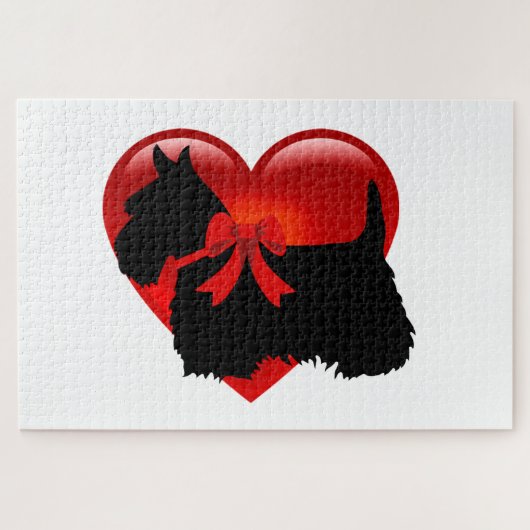 Scottish-Terrier schwarzes sihouette heart/1014 Puzzle (Horizontal)