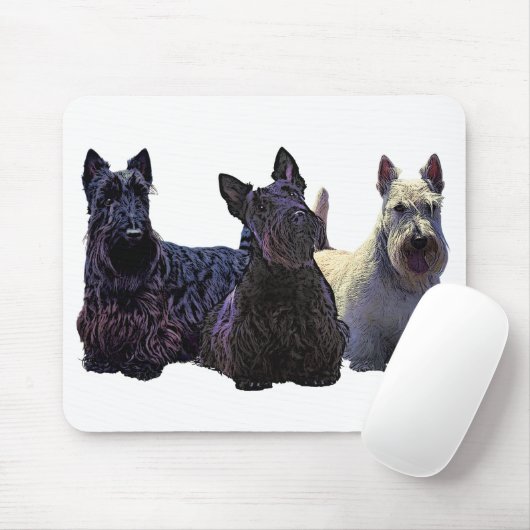 Scottish Terrier schwarzes/wheaten Trio, schwarzer Mousepad (Mit Mouse)