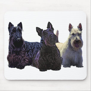 Scottish Terrier schwarzes/wheaten Trio, schwarzer Mousepad