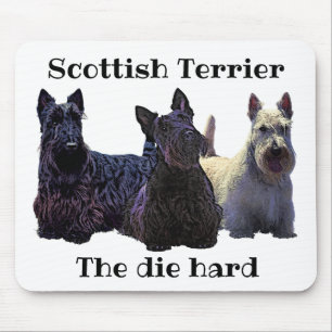 Scottish Terrier schwarzes/wheaten Trio, schwarzer Mousepad