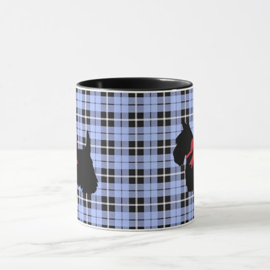 Scottish Terrier, Scotland dog, Baby blue kariert Tasse (Zentrum)