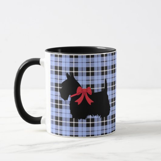 Scottish Terrier, Scotland dog, Baby blue kariert Tasse (Links)