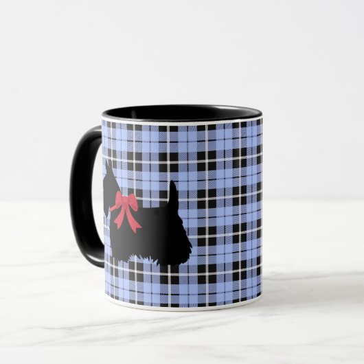 Scottish Terrier, Scotland dog, Baby blue kariert Tasse (Vorderseite Links)